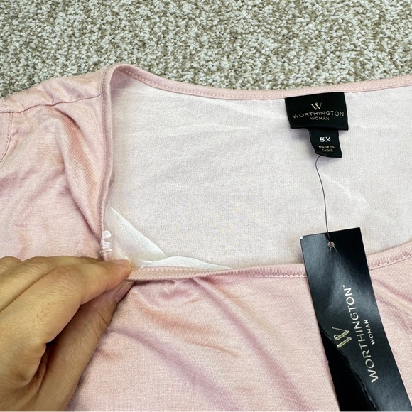 Worthington Light Pink White Layered Tank Top Womens Size 5X - Picture 3 of 13